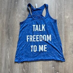 Bella & Canvas Blue and white 'Talk Freedom To Me' tank top Size Small